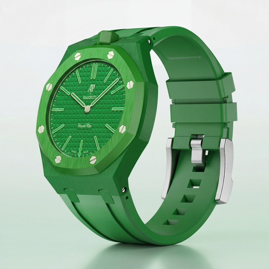Royal Pop Hybrid Strap — Malachite | Ceramic-TPU Band for Swatch × AP Royal Pop