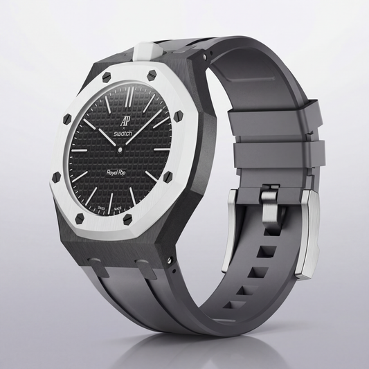 Royal Pop Hybrid Strap — Onyx | Ceramic-TPU Band for Swatch × AP Royal Pop