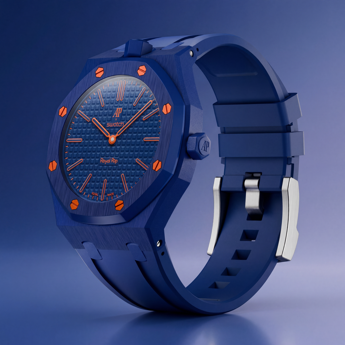 Royal Pop Hybrid Strap — Amber Blue | TPU Strap x Ceramic Case | Band for Swatch × AP Royal Pop (Copy)