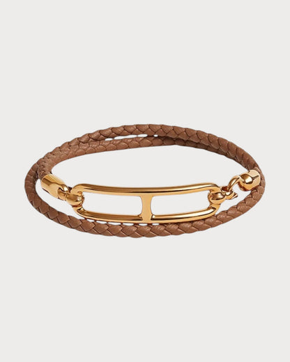 HERMES Roulis Double Tour Bracelet Swift Leather(Many/Gold)