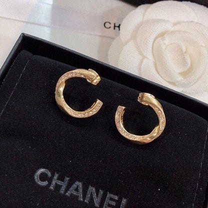 18K  Chanel Half Cirle Diamond Earrings