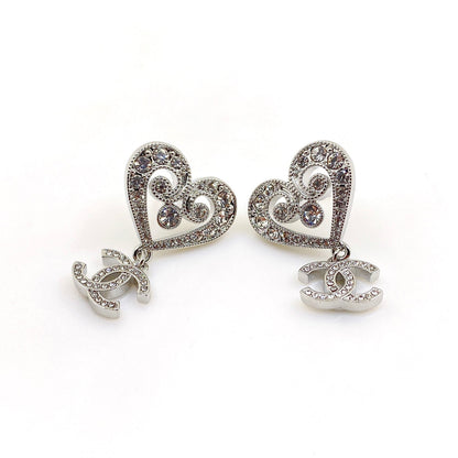 18K  Chanel Heart Diamond Earrings