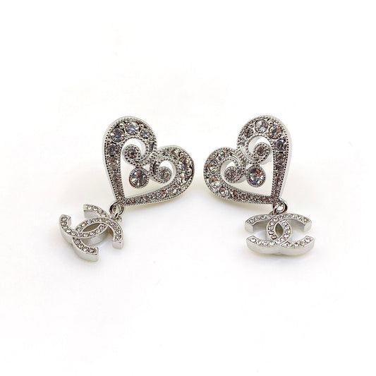 18K  Chanel Heart Diamond Earrings