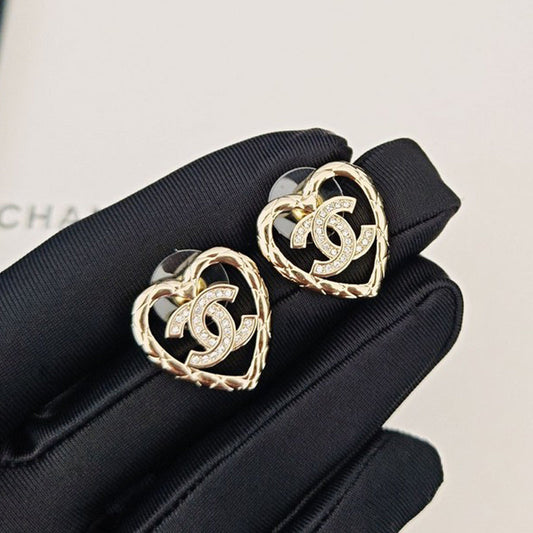 18K  Chanel Heart Diamond Earrings