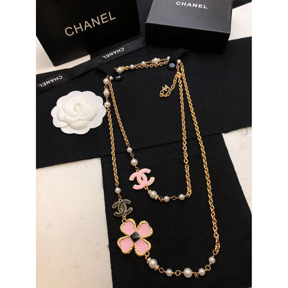18K  Chanel Pink Flowers Necklace