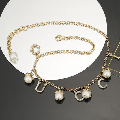 18K Double Gucci Pearl Necklace