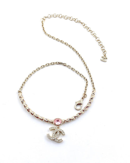 18K  Chanel Pink Crystal Necklace