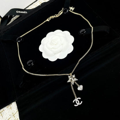 18K  Chanel Heart & Star Crystal Necklace