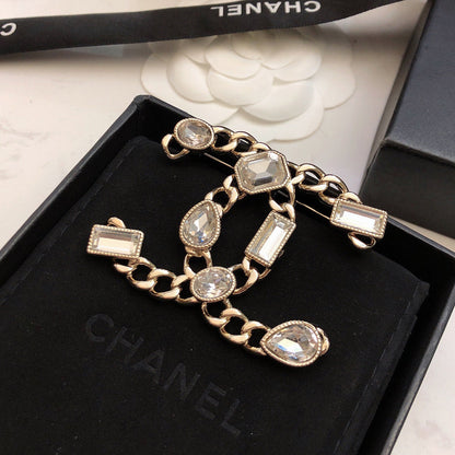 18K  Chanel Crystals Strass Brooch