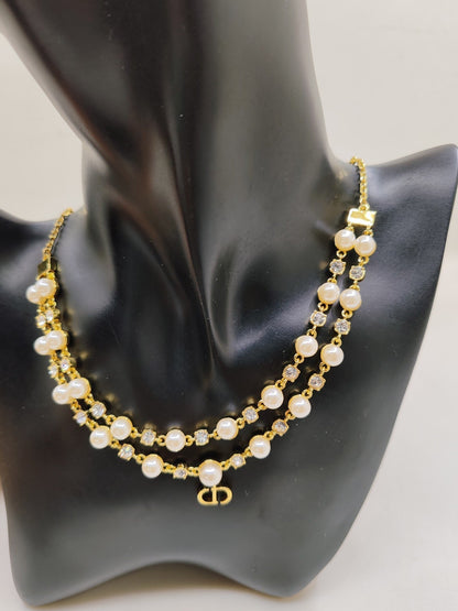 18K Dior Long Pearl Chain Necklace