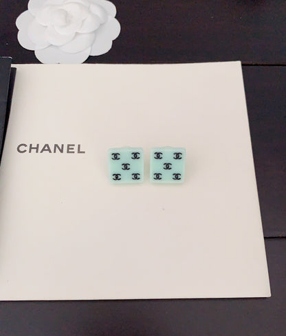 18K  Chanel Green Resin Earrings