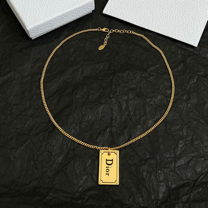 18K Dior Oblique Plate Pendant Necklace