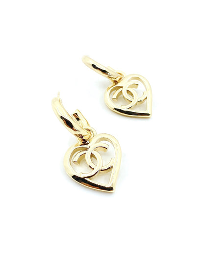 18K  Chanel Heart Pendant Earrings