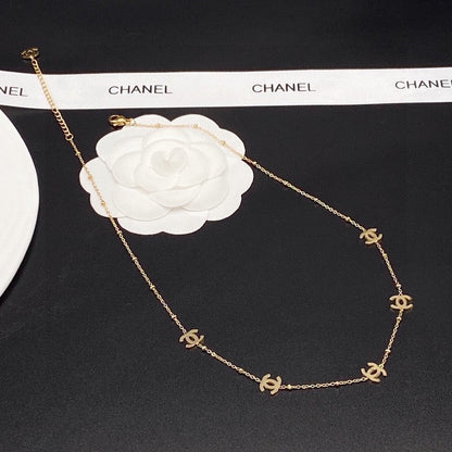 18K  Chanel Small Logo Gold Necklace