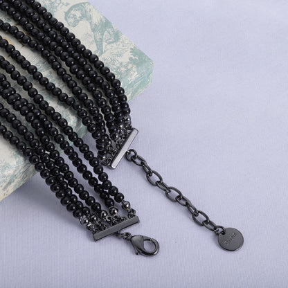 18K Dior Bee Black Pearls Chain Necklace
