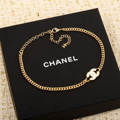 18K  Chanel White Logo Choker Necklace