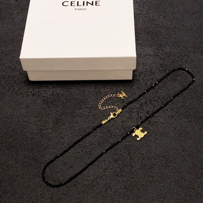 18K Celine Black Crystals Necklace