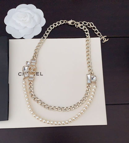 18K  Chanel Pearls Crystals Necklace