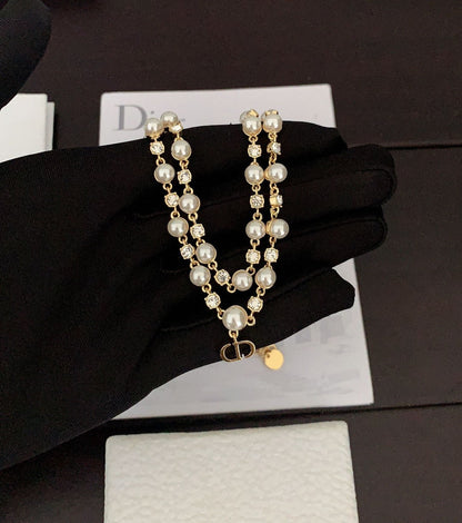 18K Dior Long Pearl Chain Necklace