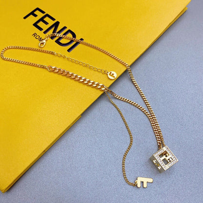 18K Fendi Cube Diamonds Necklace