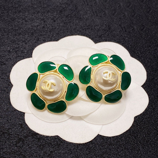 18K  Chanel Emerald Petals Earrings