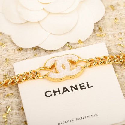 18K  Chanel White Logo Choker Necklace