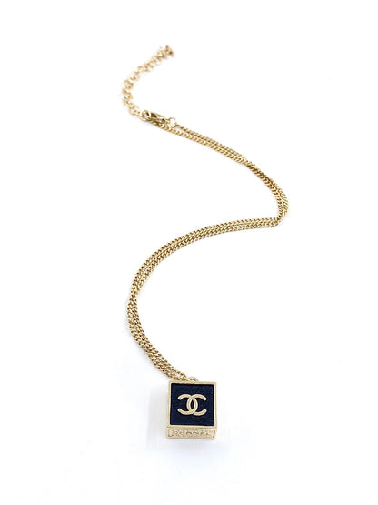 18K  Chanel Square Pendant Necklace