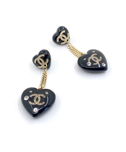 18K  Chanel Heart Pendant Earrings