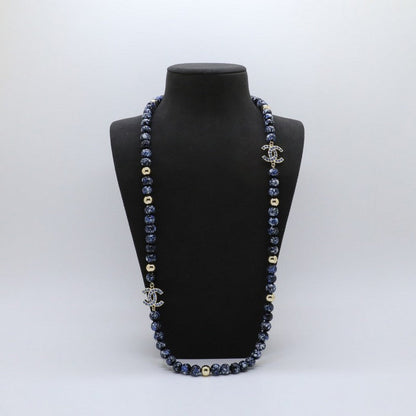 18K  Chanel Black Pearl Long Necklace