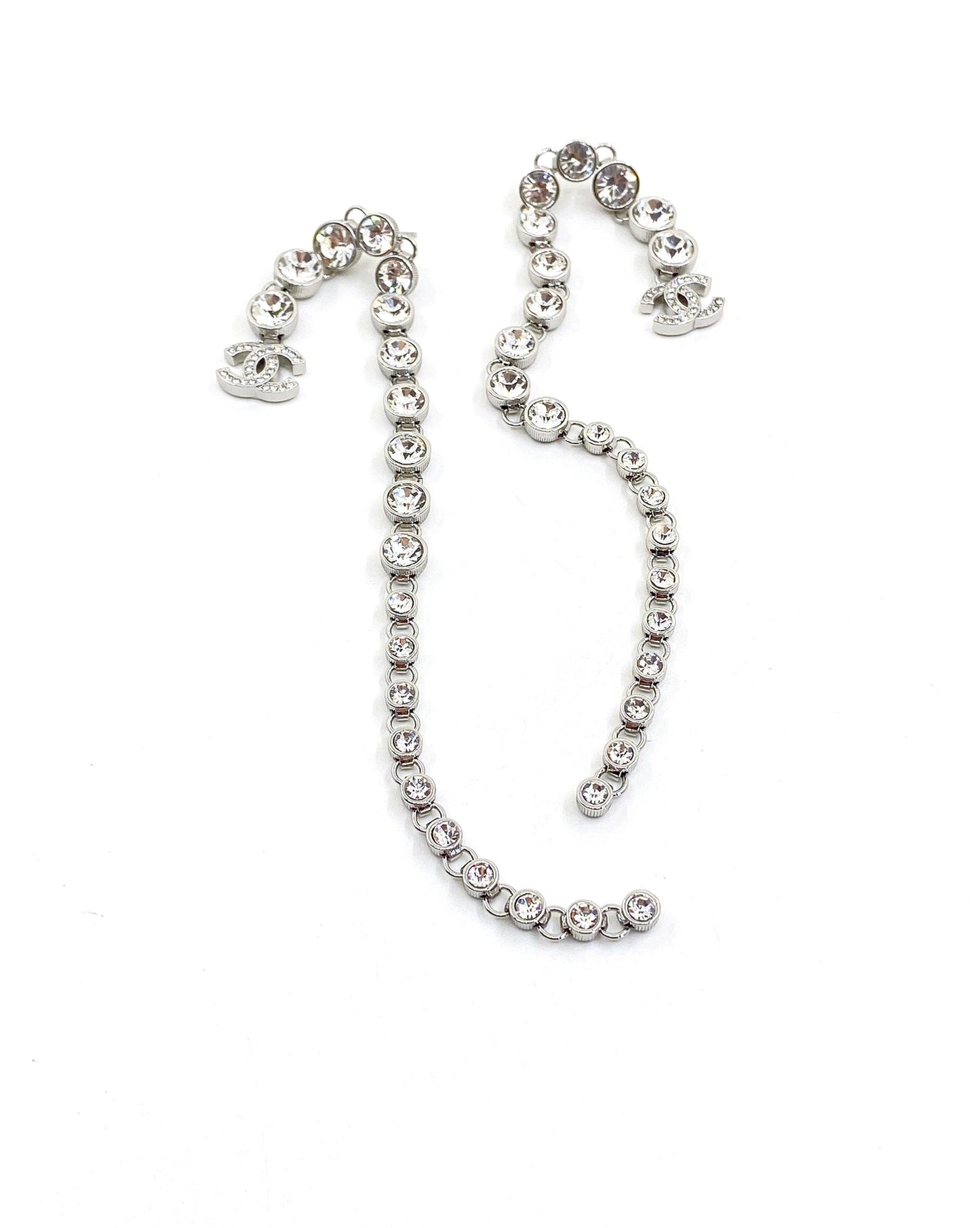 18K  Chanel Long Crystal Earrings