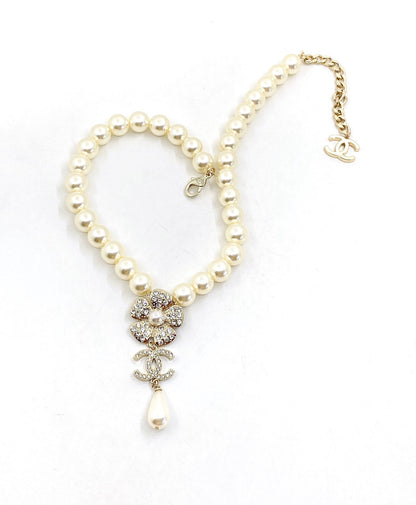 18K  Chanel Pearls Chain Choker Necklace