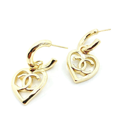 18K  Chanel Heart Pendant Earrings