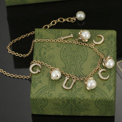 18K Double Gucci Pearl Necklace