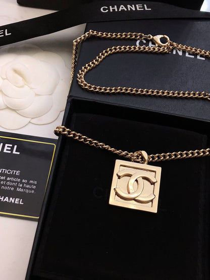 18K  Chanel Square Logo Necklace