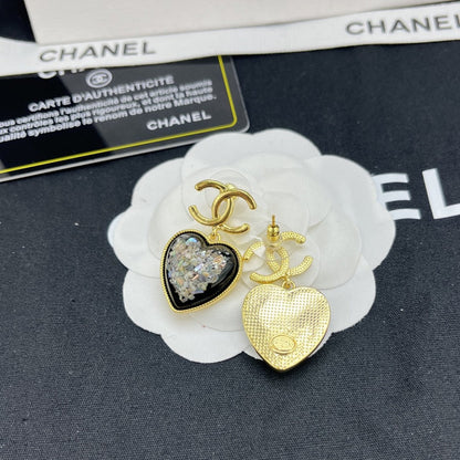 18K  Chanel Multi-Color Crystals Heart Earrings