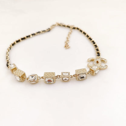18K  Chanel Square Crystal Choker Necklace