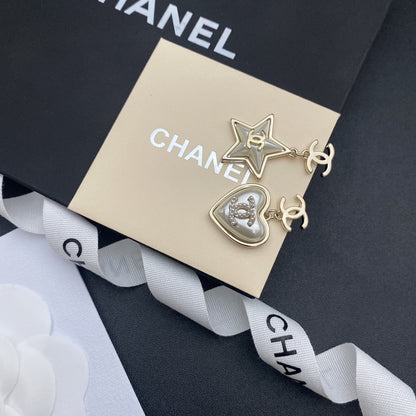 18K  Chanel Heart & Star Earrings
