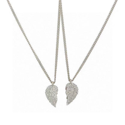 18K Balenciaga Lovelock Set Of Two Silver-tone Crystal Necklaces