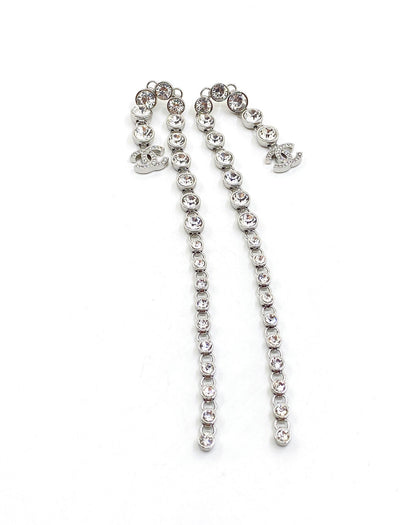 18K  Chanel Long Crystal Earrings