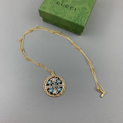 18K Double Gucci Iconic Floral Pendant Necklace