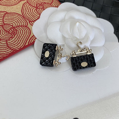 18K  Chanel Classic Bag Pendant Earrings