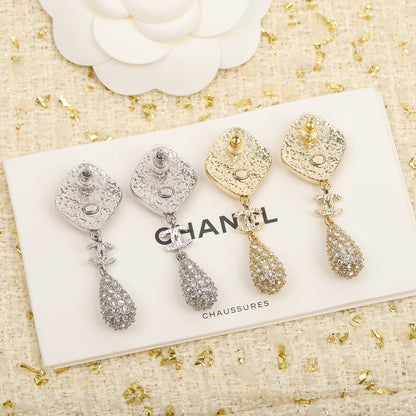 18K  Chanel Cross Rhombus Earrings
