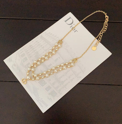 18K Dior Long Pearl Chain Necklace