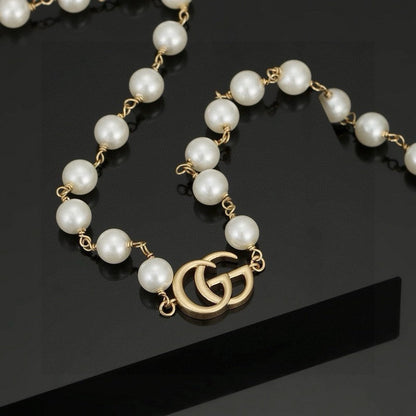 18K Double Gucci Pearl Necklace