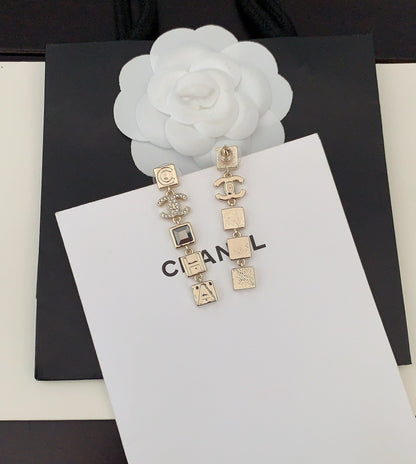 18K  Chanel Crystals Long Earrings