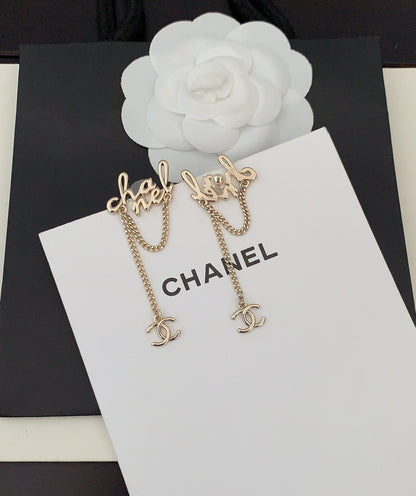 18K  Chanel Letter Earrings