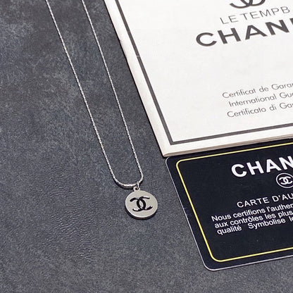 18K  Chanel Round Logo Necklace