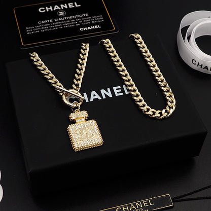 18K  Chanel Diamond Perfume Bottle Pendant Necklace