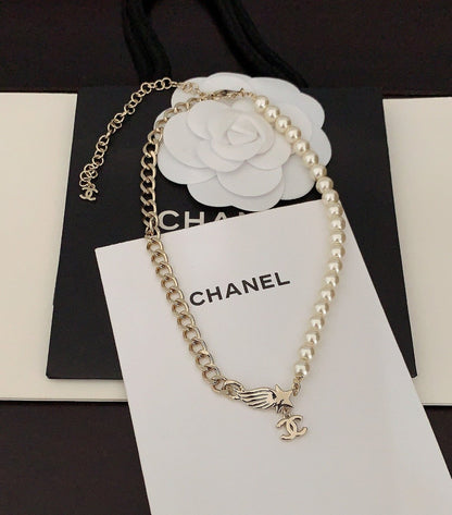 18K  Chanel Pearl Chain Choker Necklace