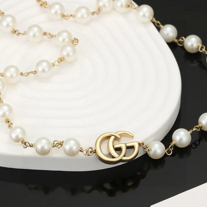 18K Double Gucci Pearl Necklace